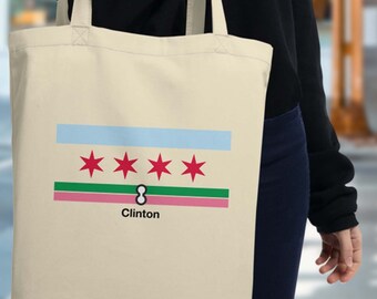 Chicago Flag L Station Eco Tote Bag - Customizable
