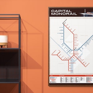 Washington DC Monorail Retro-Transit-Karte