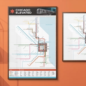 Mapa de trânsito retrô "L" de Chicago