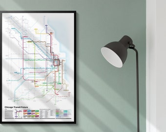 Framed Chicago Transit Future Map