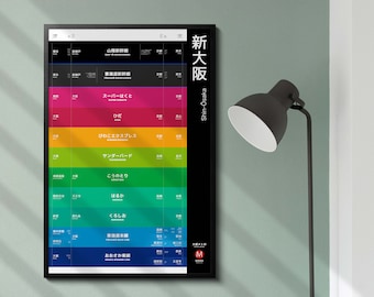 Shin-Osaka Station Shinkansen and Train Line Listing Poster 新大阪駅 新幹線