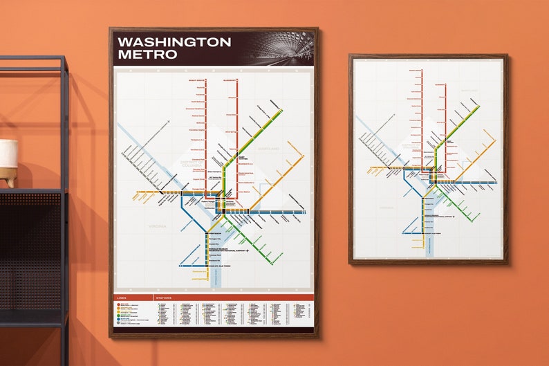 Washington DC Metro Retro Transit Map image 1