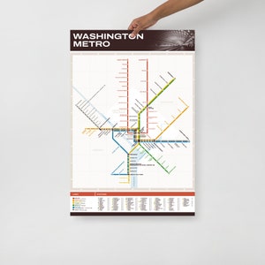 Washington DC Metro Retro Transit Map 24x36 inches