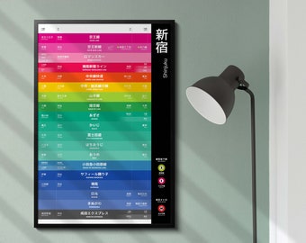 Shinjuku Station Tokyo Japan Train Line Listing Poster 新宿駅
