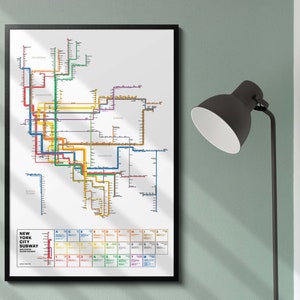 Unieke geometrische metrokaart van NYC