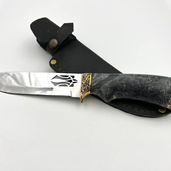 Handmade knife "Cossack " with coat of arms. Custom handmade hunting knife, survival, camping, tactical, fishing,tourist, skinning | Ukraine