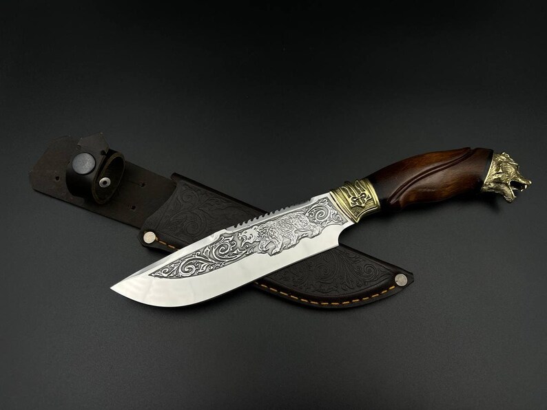 Handmade Knife Bear Fixed Blade Knife Custom Engraved Etsy