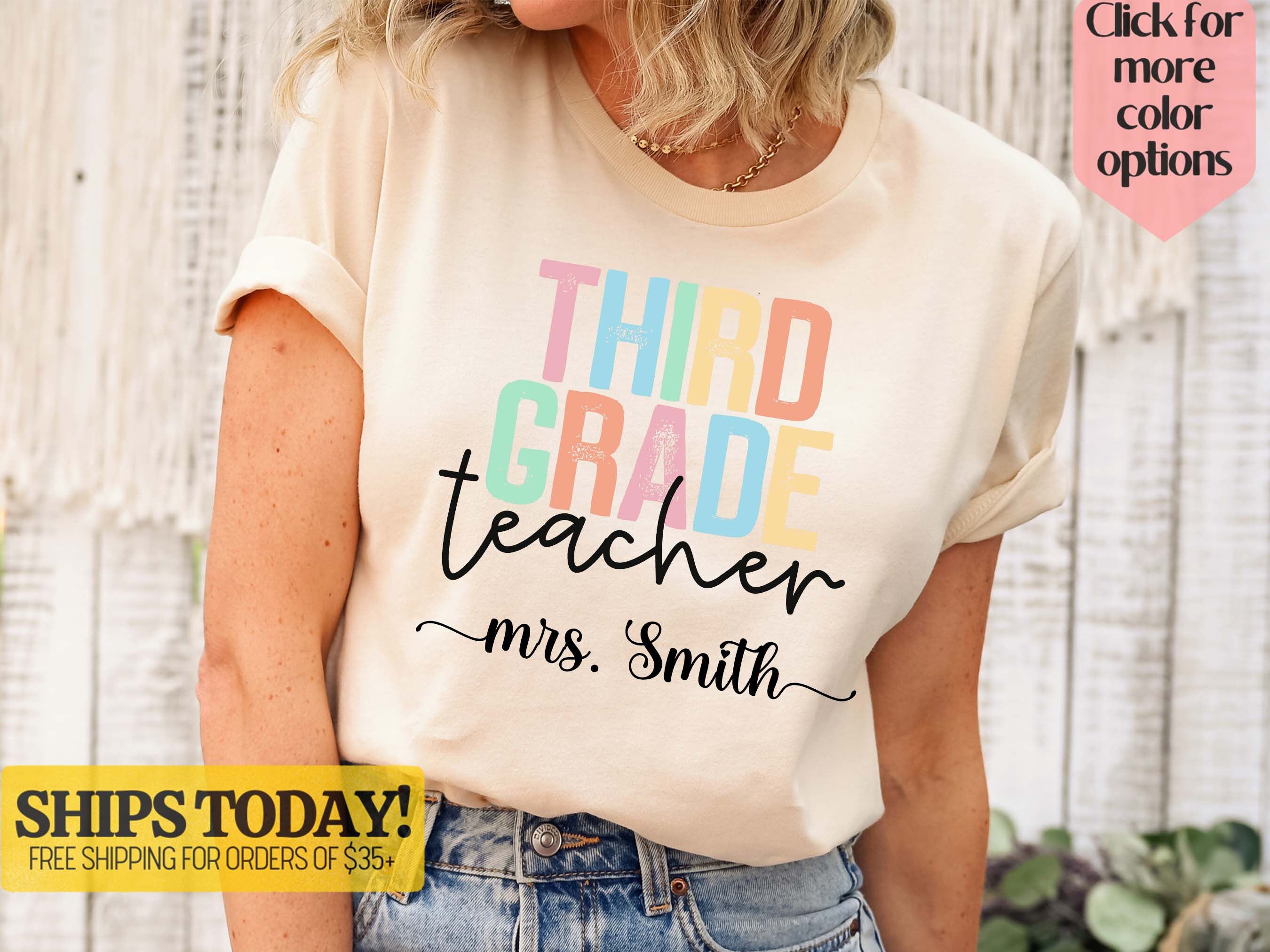 Personalized Third Grade Teacher Shirt, Third Grade Teacher, Teacher Grade Gift, 3rd Grade Shirt, Back to School, First Day of School Shirt