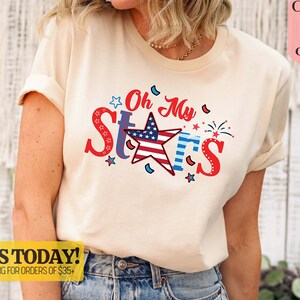 Oh My Stars T-shirt, Cute American Flag Outfit, Oh My Stars Shirt, USA Tee, American Mom Gift, 4th Of July Garment, Oh My Stars Tank Top
