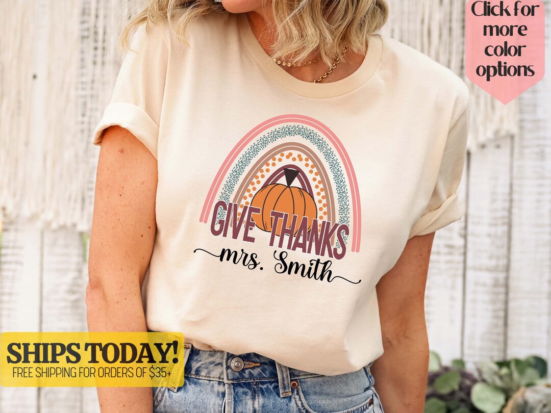 Thanksgiving teacher shirt personalized name teacher shirt cute fall