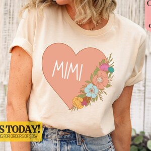 Mimi Shirt for Grandma Gift for Mother&#39;s Day, Mimi Heart T Shirt for Birthday, Mimi Birthday Gift Idea, Mimi Tshirt for Women, Mimi Gifts
