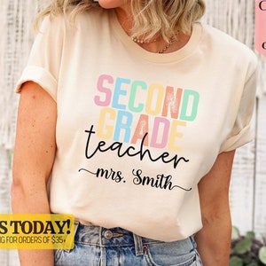 Second Grade Teacher Shirt, Personalized 2nd Grade Teacher Shirts, Teacher Back To School Shirt, Second Grade Tshirt, Teacher Team Shirts