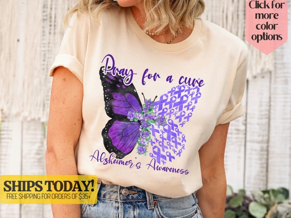Alzheimer's Awareness Shirt Alzheimers Purple Butterflies Alzheimer's Awareness Shirt Alzheimers Purple Butterflies