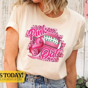 Fight Breast Cancer Shirt, Pink Cancer Ribbon Shirt, Pink Out Football T-shirt, Cancer Support Shirt, Breast Cancer Awareness Tee