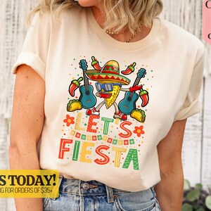 Let&#39;s Fiesta Shirt, Mexican Maracas, Sombrero Shirt, Cinco De Mayo Shirt, Bachelorette Shirt, Fiesta Shirt, Mexican Shirt, Vacation Tee