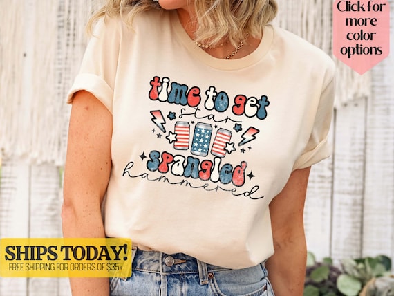 Time To Get Star Spangled Hammered America Drinking T-Shirt Time To Get Star Spangled Hammered America Drinking T-Shirt