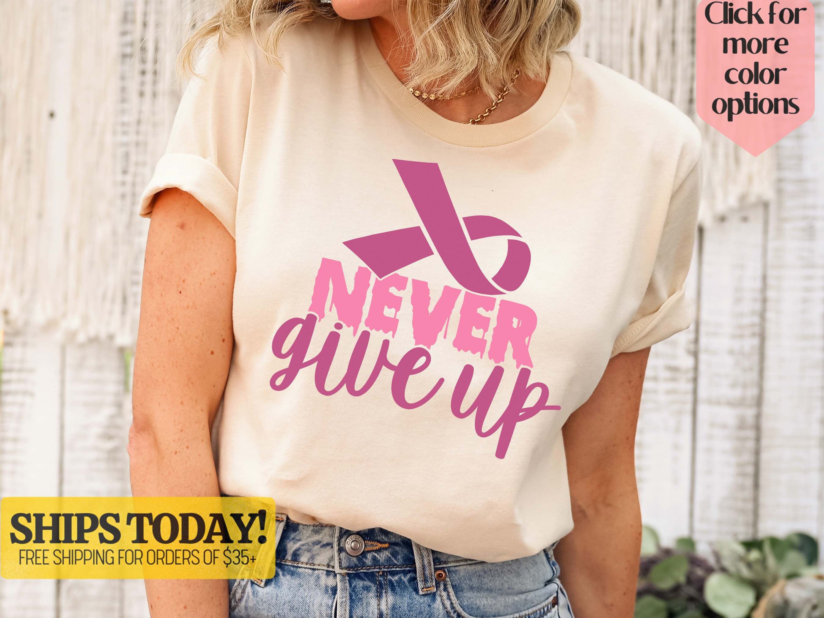 Breast Cancer Awareness Never Give Up T-Shirt Breast Cancer Awareness Never Give Up T-Shirt