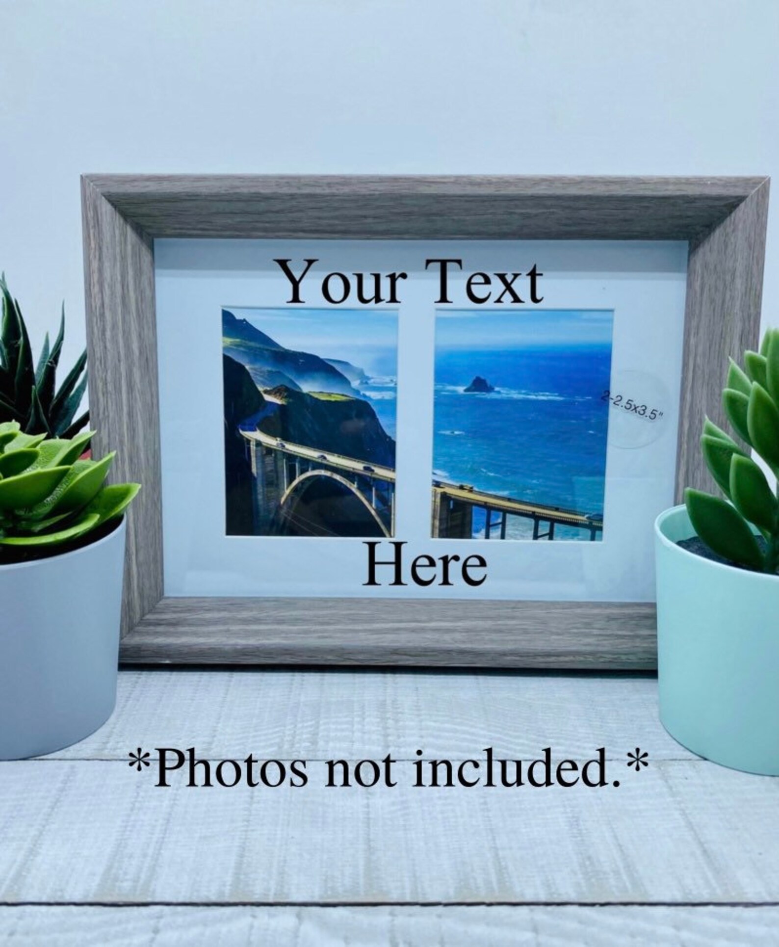 Personalized Double Photo Frame Gray 2.5 in x 3.5 in Etsy