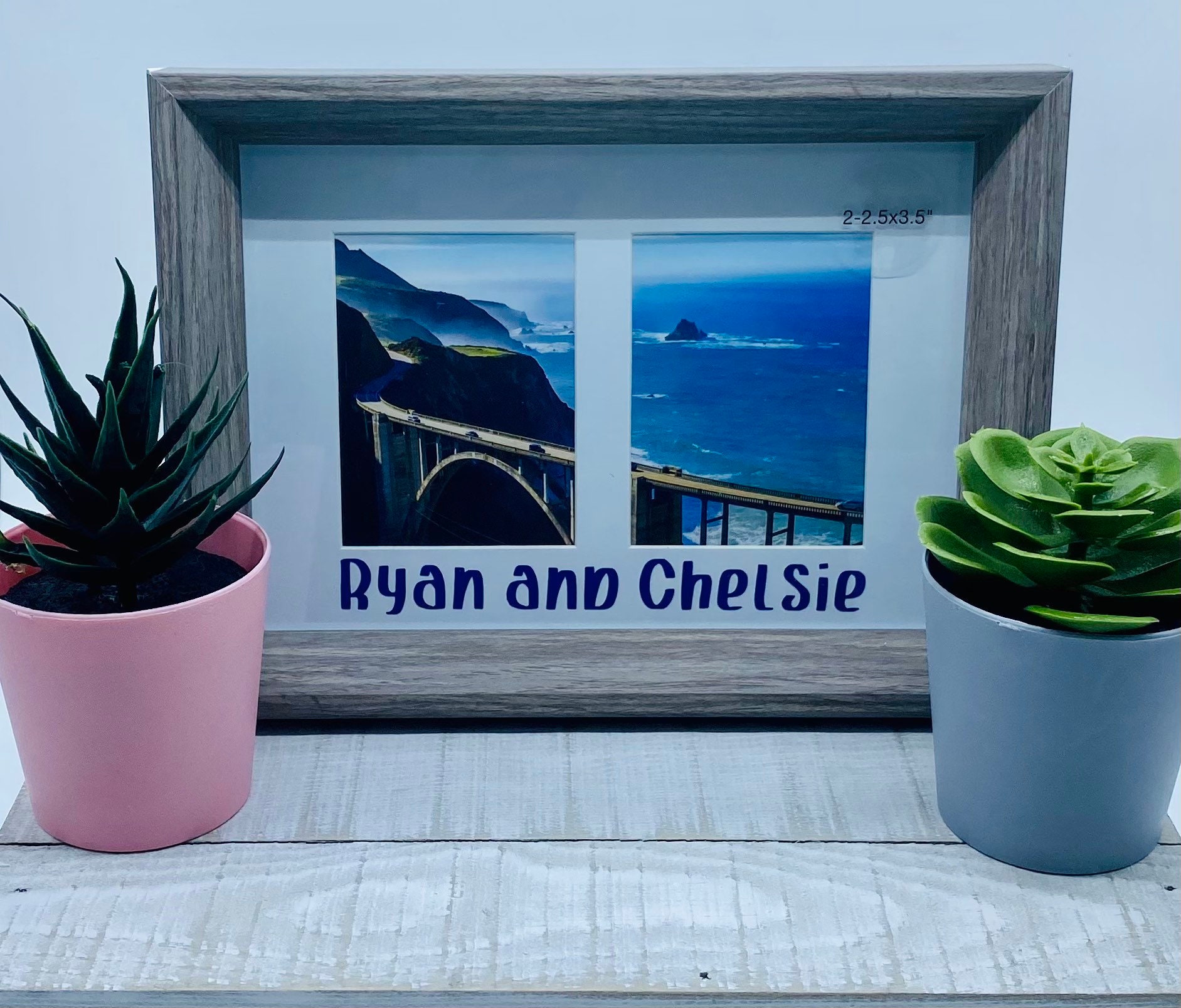 Personalized Double Photo Frame Gray 2.5 in x 3.5 in Etsy
