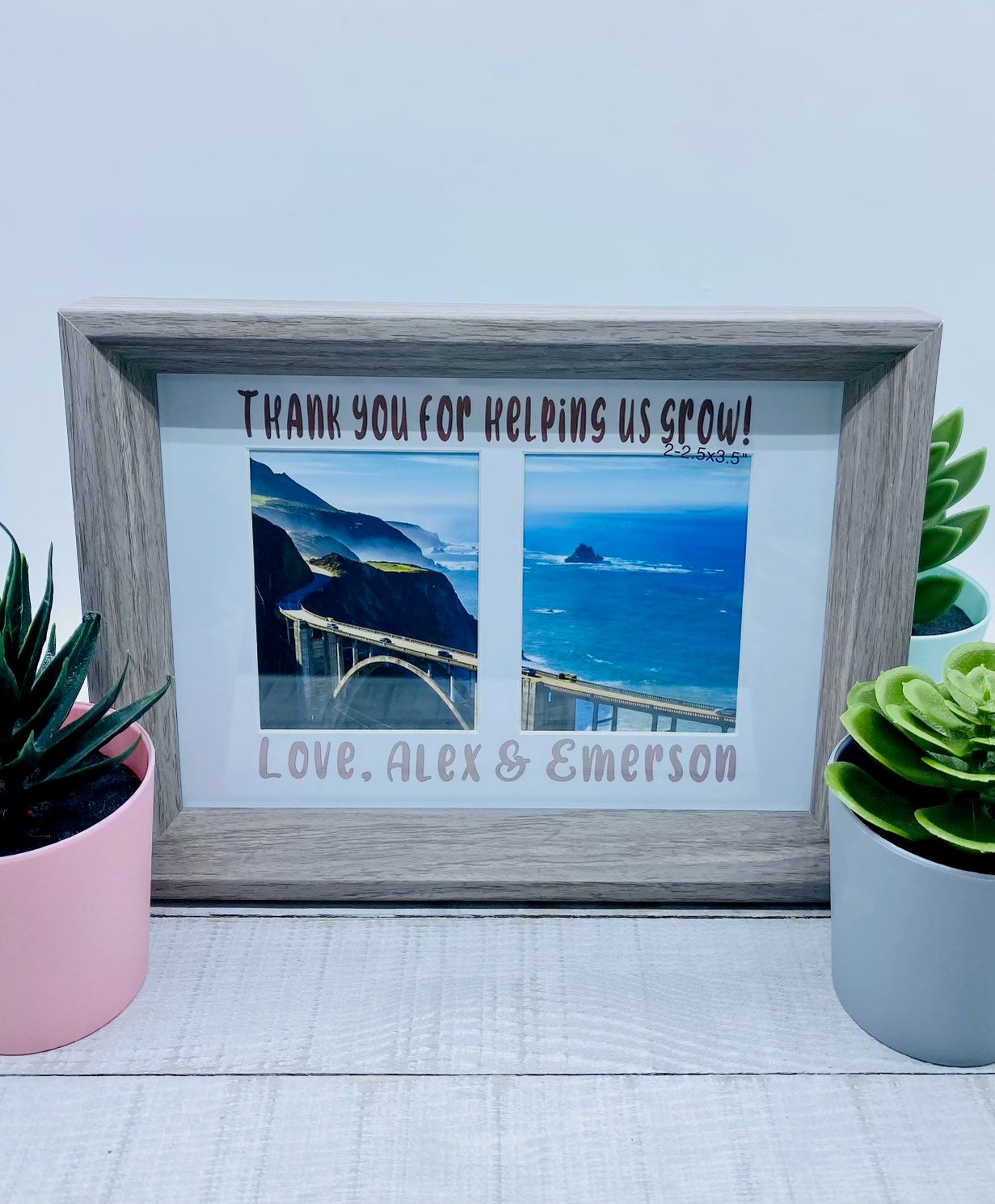 Personalized Double Photo Frame Gray 2.5 in x 3.5 in Etsy
