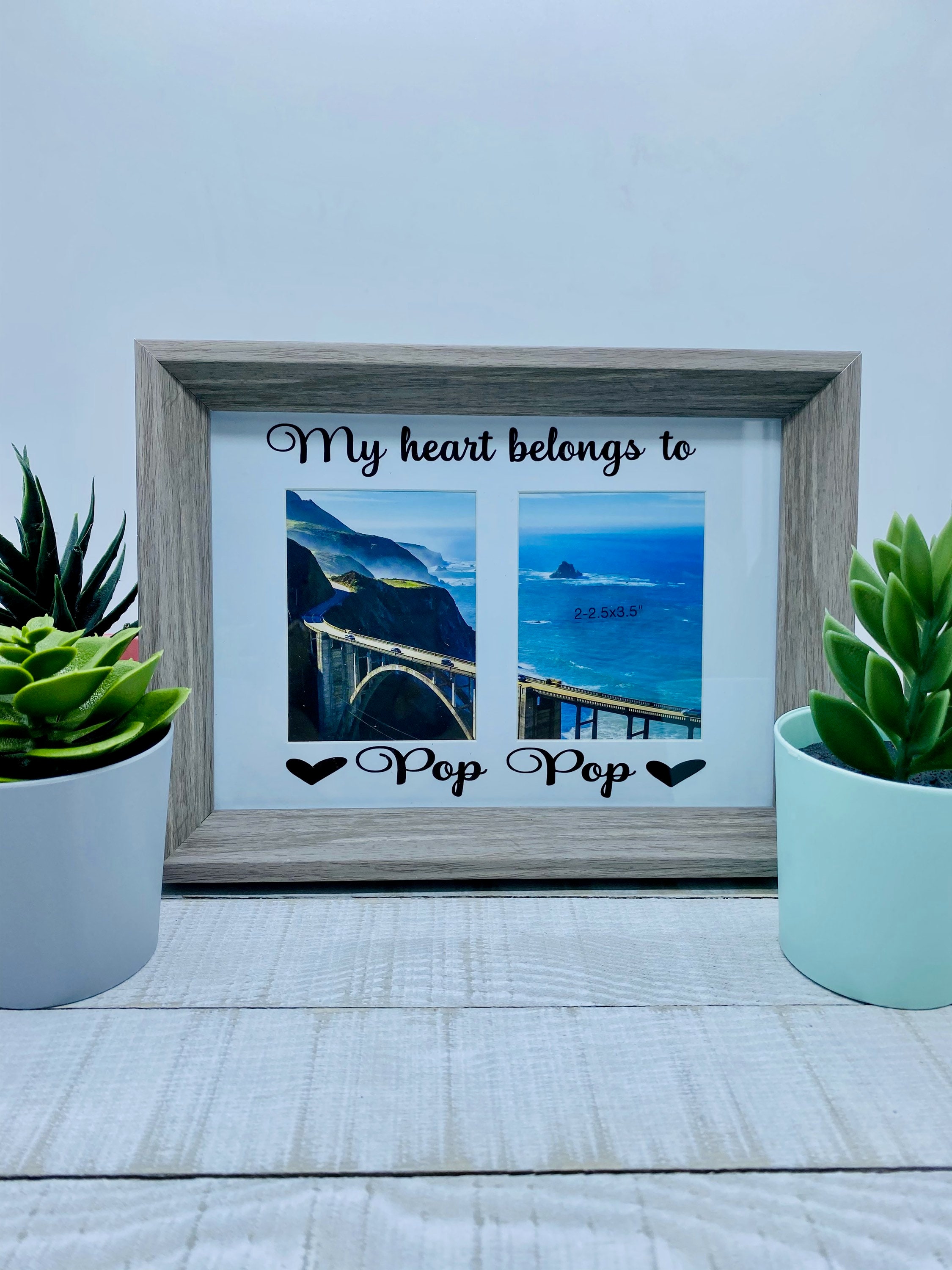 Personalized Double Photo Frame Gray 2.5 in x 3.5 in Etsy