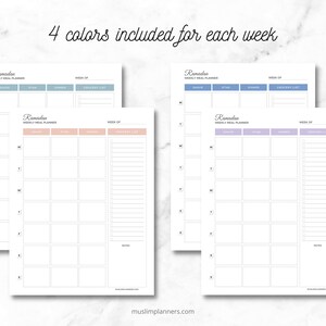 Ramadan Weekly Meal Planner Grocery List Printable Digital Undated 8.5x11 Letter Size image 2