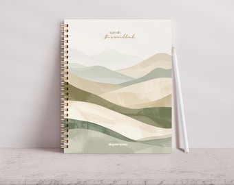 Handmade Islamic Planner, Green Mountains, Quran Verses, Prayer Tracker, Personalized