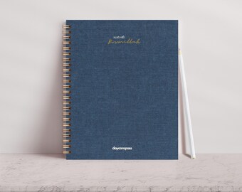 12 Month Islamic Planner, Blue Linen, Hijri Calendar, Personalized