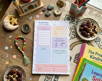 Kids Daily Notepad with Salah tracker, Quran verses, Chores