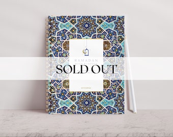 30 Day Guided Ramadan Planner and Journal - 8.5x11 inches - Blue Mosaic - Quran, Hadith, Trackers, Dua, Reflection, Prompts