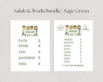 Salah & Wudu Chart Bundle: Islamic Kids Learning (Digital Download)