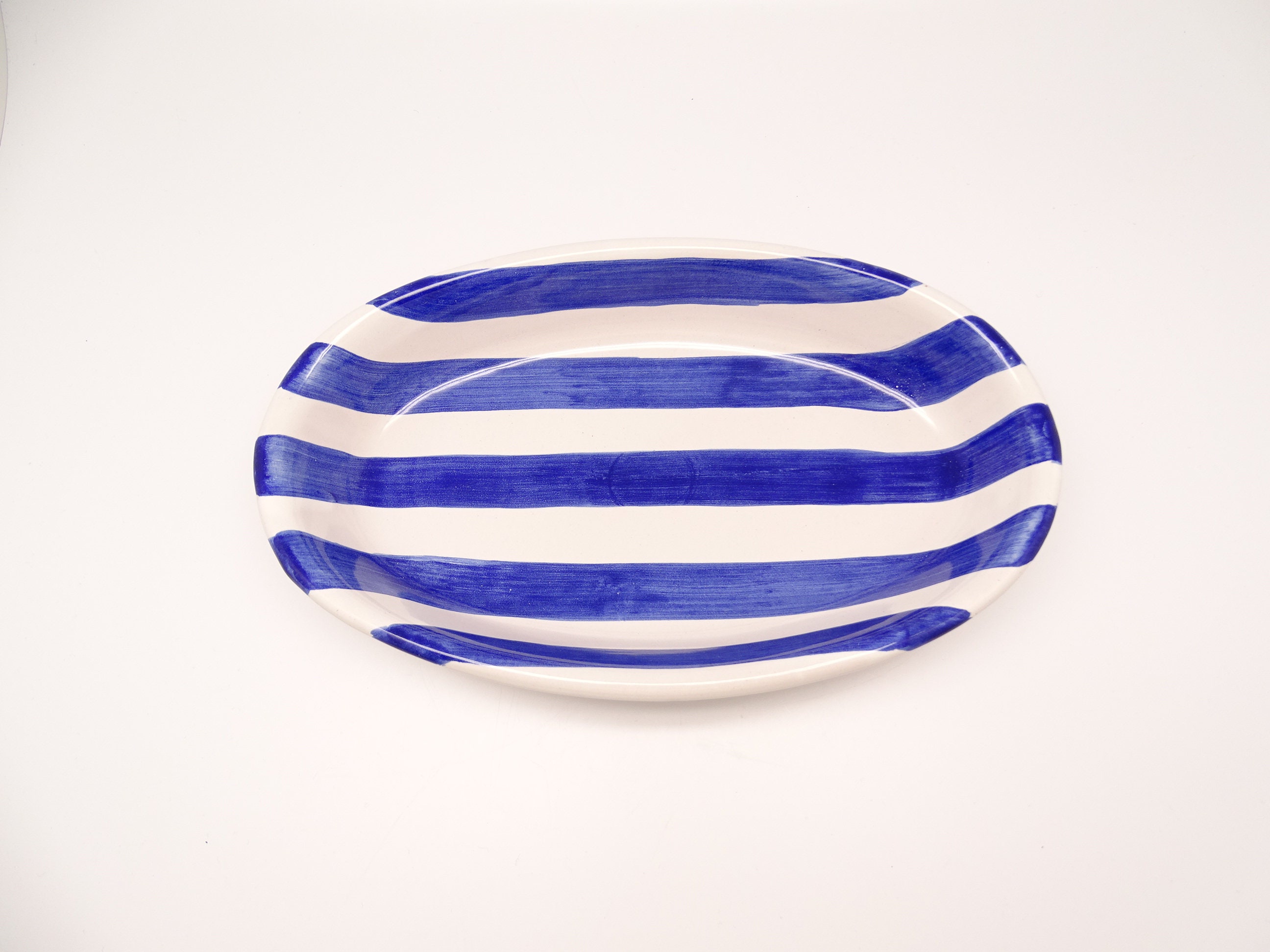 Plat Oval Bleu en Céramique Italienne