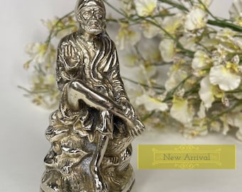 Brass Shirdi Sai Baba | Vintage Handmade Sculpture | India Decor | Spiritual Artifacts
