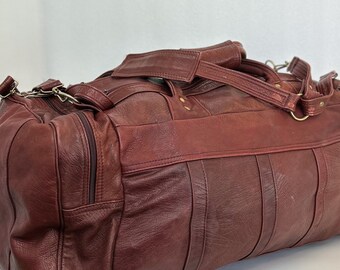 Leather Weekender Bag | Large Cowhide Leather Duffle Bag | Perfect Overnight Bag