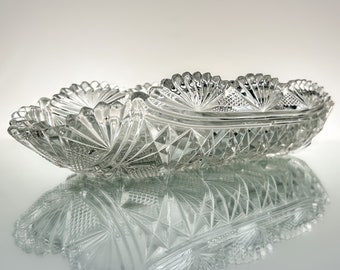 Vintage Celery Dish | Early American Pressed Glass | Pickle Bowl or Relish Dish