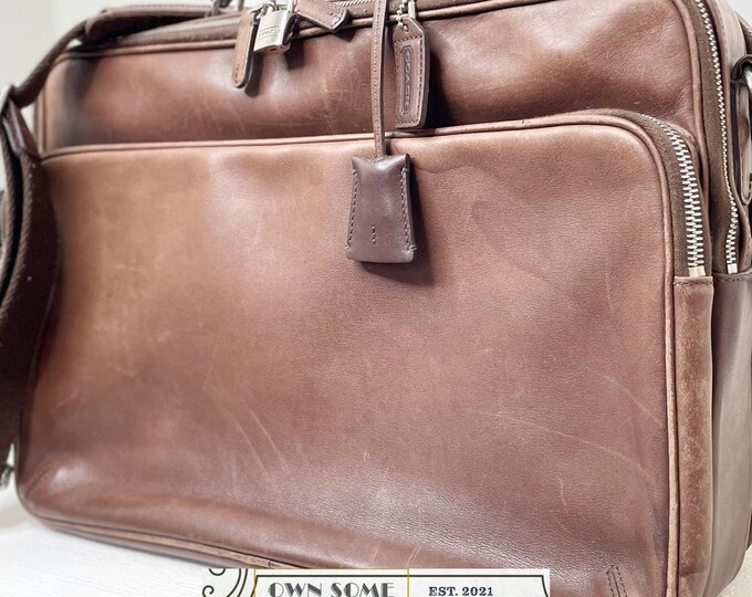 Vintage Coach Laptop Bag Brown Premium Leather Coach Carryon Bag W