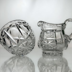 Sugar and Creamer Set with Tray Vintage Dining Table Set Mid Century Crystal Design image 6