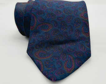 Vintage Silk Tie | Givenchy Mens Tie | Green and Blue Paisley Pattern | Perfect Fathers Day Gift