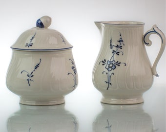 Villeroy and Boch Porcelain Creamer Set | Vieux Luxembourg | Sugar and Creamer