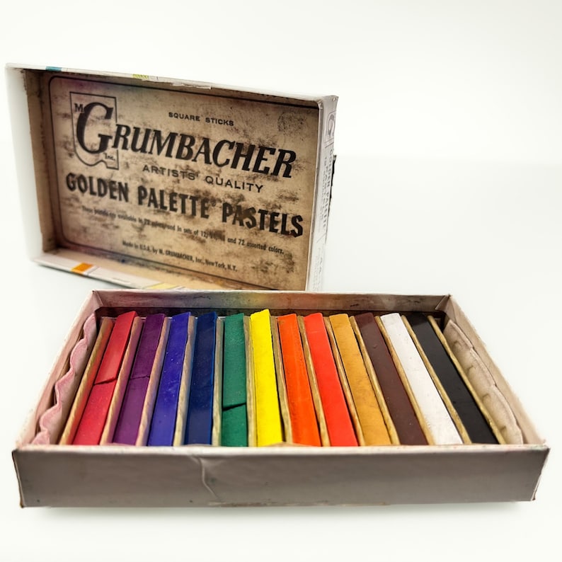 Vintage Art Supplies Grumbacher Golden Palette Pastels Set Etsy