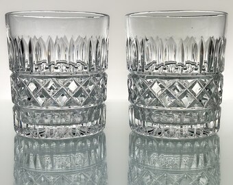 Crystal Whiskey Glasses | Mid Century Modern Cut Crystal Old Fashioned Glasses