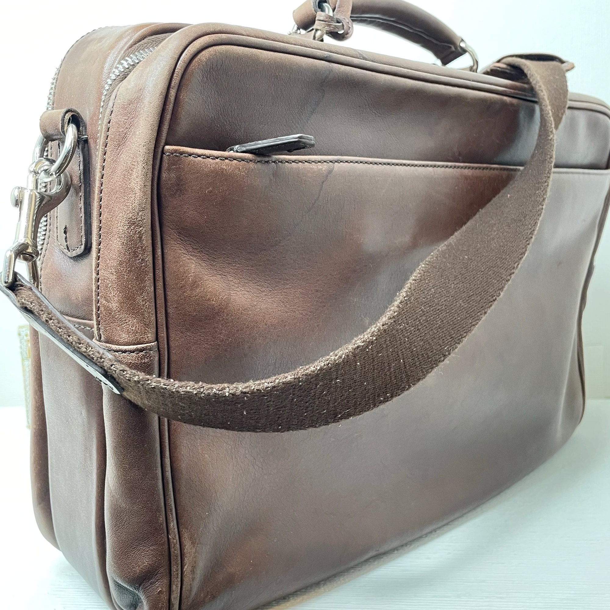 Vintage Coach Laptop Bag Brown Premium Leather Coach Etsy