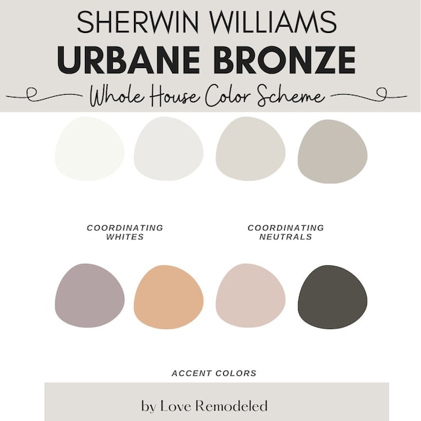 Sherwin Williams Urbane Bronze Color Palette | Urbane Bronze Color Scheme | Coordinating Colors for Urbane Bronze | Interior Paint