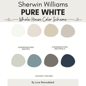 Sherwin Williams Pure White Color Palette | Pure White Color Scheme | Coordinating Colors for Pure White | Interior Paint | Paint Colors