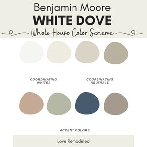 Benjamin Moore White Dove Color Palette with Earth Tones | White Dove Color Scheme | Coordinating Colors for White Dove | Interior Paint