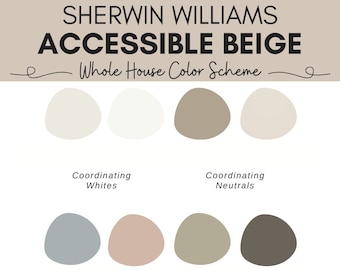 Sherwin Williams Accessible Beige Color Palette | Accessible Beige Color Scheme | Coordinating Colors for Accessible Beige | Interior Paint