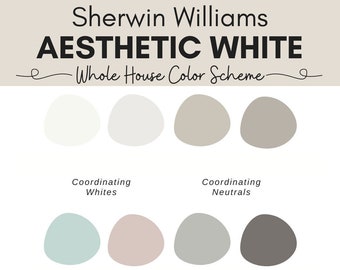 Sherwin Williams Aesthetic White Color Palette | Aesthetic White Color Scheme | Coordinating Colors for Aesthetic White | Interior Paint