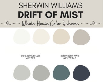 Sherwin Williams Drift of Mist Color Palette | Drift of Mist Color Scheme | Coordinating Colors for Drift of Mist | Interior Paint