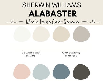 Sherwin Williams Alabaster Color Palette | Alabaster Color Scheme | Coordinating Colors for Alabaster | Interior Paint | Paint Palette