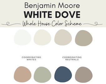 Benjamin Moore White Dove Color Palette with Earth Tones | White Dove Color Scheme | Coordinating Colors for White Dove | Interior Paint